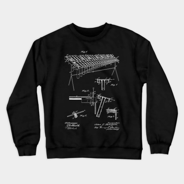 Musical Instrument Vintage Patent Hand Drawing Crewneck Sweatshirt by TheYoungDesigns